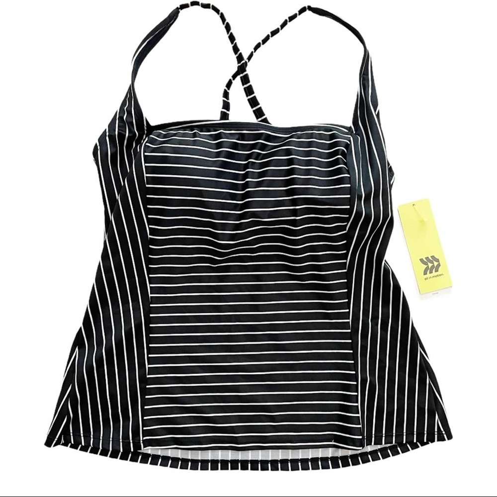 All in Motion Tankini Swim Top Square Neck Striped